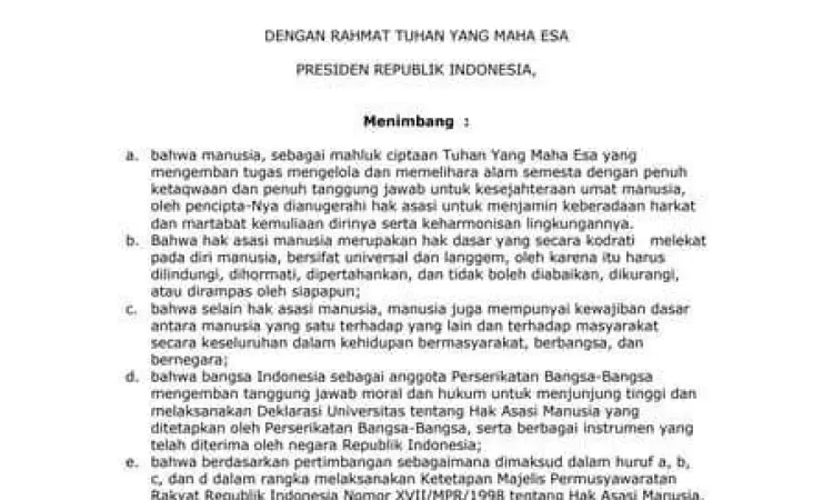 Dokumen Undang-Undang Nomor 39 Tahun 1999 tentang HAM