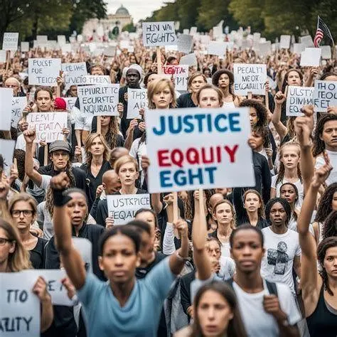 Tuntutan Hak Asasi Manusia Aksi massa menuntut keadilan hukum