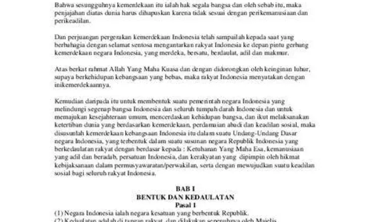 Naskah Konstitusi Indonesia Naskah asli UUD 1945 pasal 1 ayat 2 tentang kedaulatan rakyat