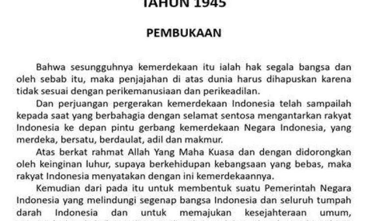 Naskah Konstitusi Indonesia Dokumen UUD 1945 sebagai contoh hukum dasar tertulis