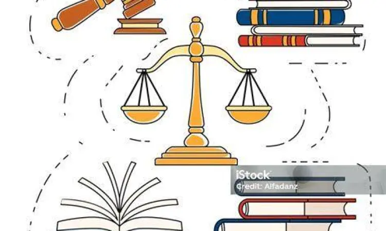 Simbol hukum material dan formal yang melambangkan keadilan