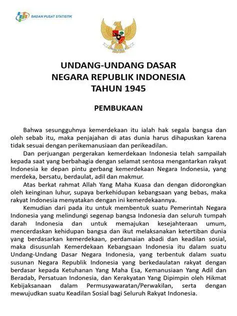 Naskah Konstitusi Indonesia Naskah asli UUD 1945 sebagai hukum tertulis