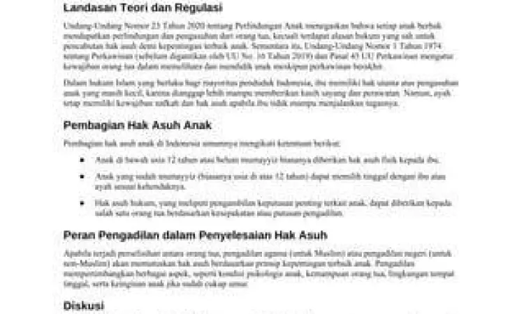 Perbedaan hak asuh anak antara ibu dan ayah