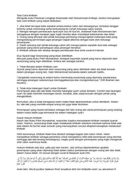 Prosesi Khitbah Syari Tata cara khitbah syari dalam Islam