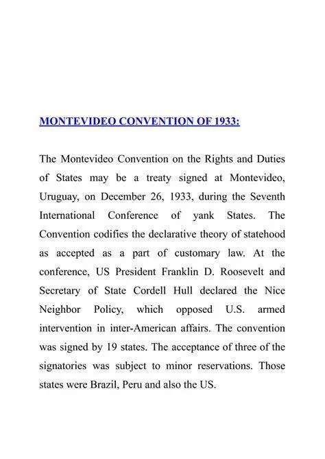 Konvensi Montevideo 1933 Ilustrasi dokumen Konvensi Montevideo 1933 tentang kedaulatan negara