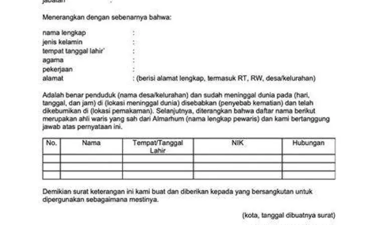 Prosedur administrasi pembuatan surat keterangan waris di kelurahan