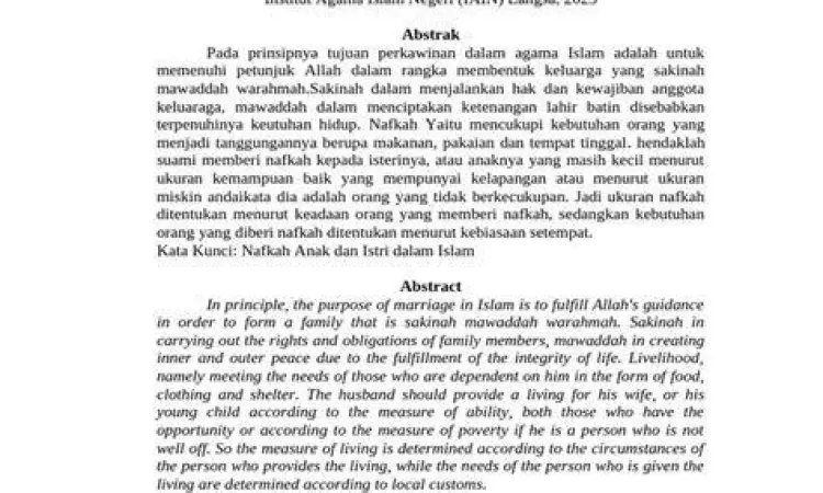 Tanggung Jawab Nafkah Kewajiban nafkah suami terhadap istri menurut hukum Islam