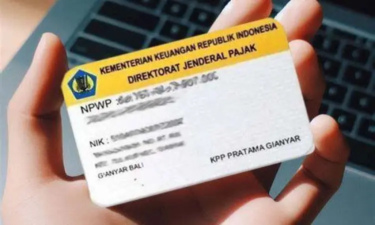 Seseorang mendaftar NPWP secara online menggunakan laptop