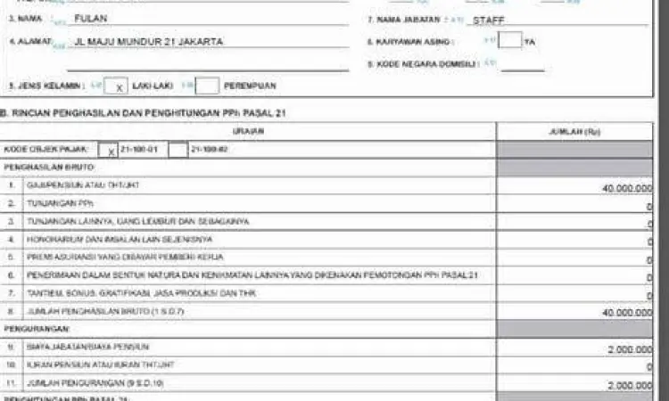 Formulir laporan pajak tahunan Indonesia