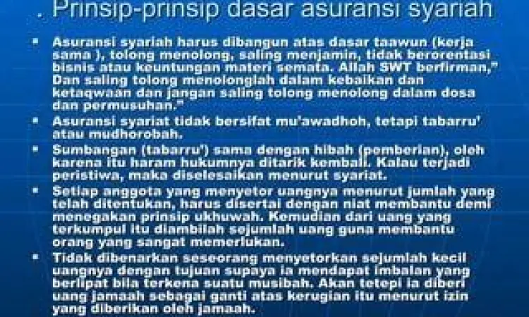 Prinsip tolong menolong dalam asuransi syariah