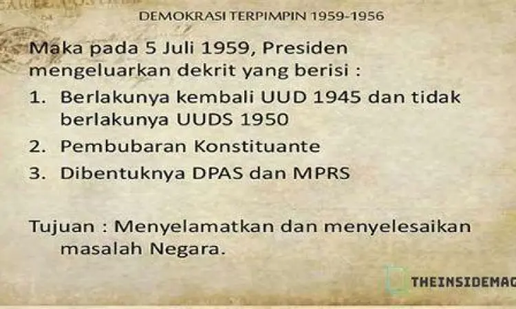 Naskah Dekrit Presiden 1959 Teks naskah asli Dekrit Presiden 1959