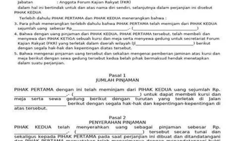 Ilustrasi Perjanjian Utang Pasal 1754 KUHPerdata sebagai dasar hukum utang piutang
