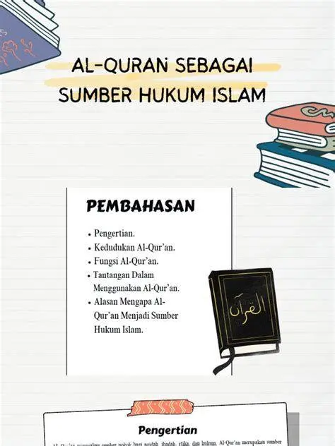 Al-Quran Sumber Hukum Pertama Kitab suci Al-Quran terbuka sebagai sumber hukum utama
