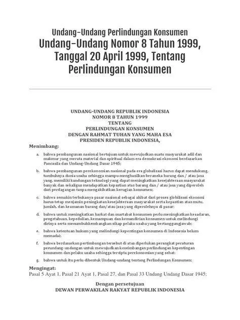 Dokumen UUPK Indonesia Buku Undang-Undang Perlindungan Konsumen Nomor 8 Tahun 1999