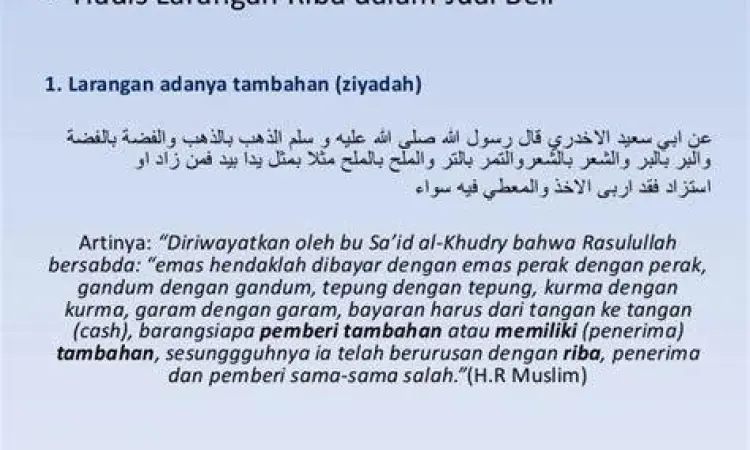 Sunnah dan Hukum Riba Hadis Nabi sebagai dasar hukum diharamkannya riba