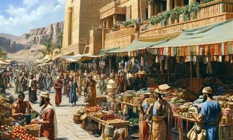 Ilustrasi pedagang kuno melakukan manajemen risiko