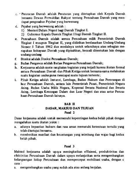 Regulasi Kerjasama Daerah Regulasi kerja sama daerah dengan pihak ketiga swasta