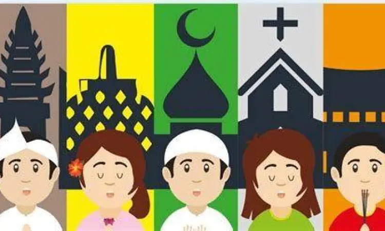 Simbol keberagaman enam agama resmi di Indonesia